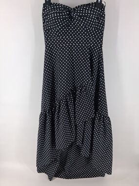 Strapless Black Polka Dot High-Low Dress